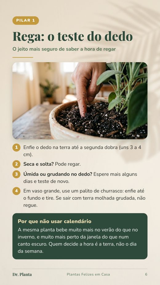 Página sobre o teste do dedo